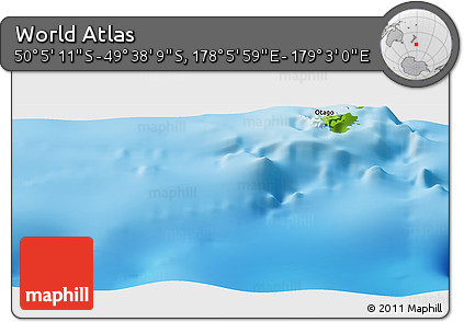 Physical Panoramic Map of the Area around 49° 51' 40" S, 178° 34' 29" E