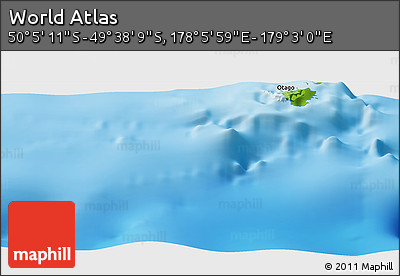 Physical Panoramic Map of the Area around 49° 51' 40" S, 178° 34' 29" E