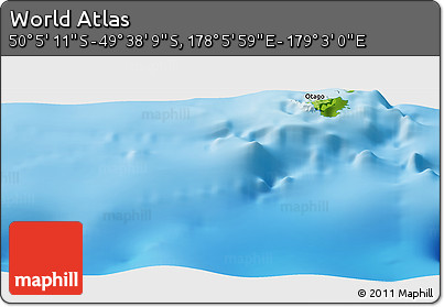 Physical Panoramic Map of the Area around 49° 51' 40" S, 178° 34' 29" E
