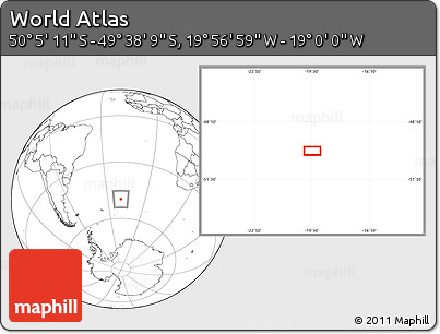 Blank Location Map of the Area around 49° 51' 40" S, 19° 28' 30" W