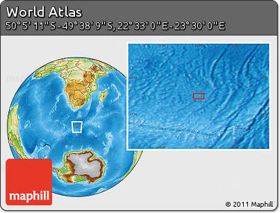 Physical Location Map of the Area around 49° 51' 40" S, 23° 1' 29" E