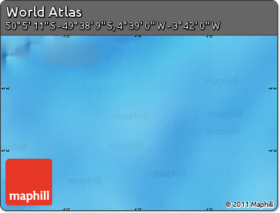 Shaded Relief Map of the Area around 49° 51' 40" S, 4° 10' 30" W