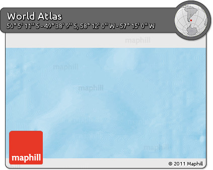 Physical 3D Map of the Area around 49° 51' 40" S, 57° 43' 30" W