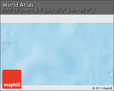 Physical 3D Map of the Area around 49° 51' 40" S, 57° 43' 30" W