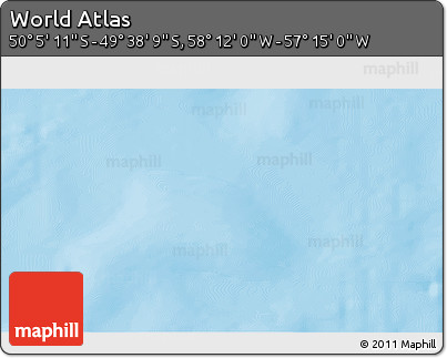 Physical 3D Map of the Area around 49° 51' 40" S, 57° 43' 30" W