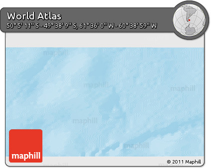 Physical 3D Map of the Area around 49° 51' 40" S, 61° 7' 30" W
