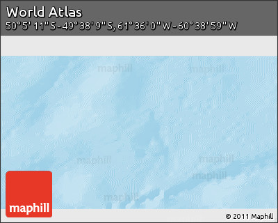 Physical 3D Map of the Area around 49° 51' 40" S, 61° 7' 30" W