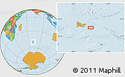 Political Location Map of the area around 49° 51' 40" S, 71° 28' 29" E