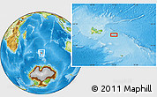 Physical Location Map of the area around 49° 51' 40" S, 72° 19' 29" E
