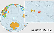 Political Location Map of the area around 49° 51' 40" S, 72° 19' 29" E