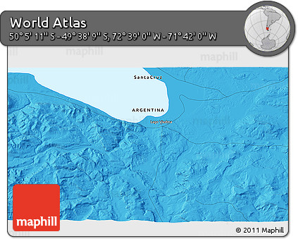 Political 3D Map of the Area around 49° 51' 40" S, 72° 10' 30" W
