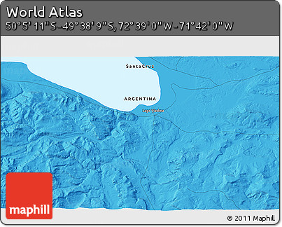 Political 3D Map of the Area around 49° 51' 40" S, 72° 10' 30" W