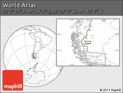 Blank Location Map of the Area around 49° 51' 40" S, 72° 10' 30" W