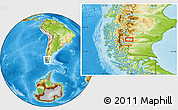 Physical Location Map of the area around 49° 51' 40" S, 72° 10' 30" W