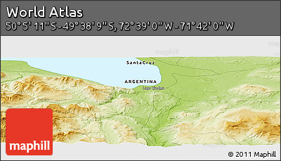 Physical Panoramic Map of the Area around 49° 51' 40" S, 72° 10' 30" W
