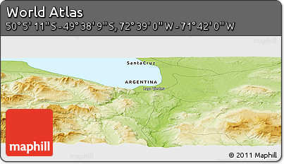 Physical Panoramic Map of the Area around 49° 51' 40" S, 72° 10' 30" W