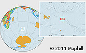 Political Location Map of the area around 49° 51' 40" S, 74° 1' 30" E