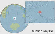 Savanna Style Location Map of the area around 49° 51' 40" S, 75° 43' 29" E, hill shading