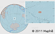 Gray Location Map of the area around 49° 51' 40" S, 79° 7' 30" E, hill shading