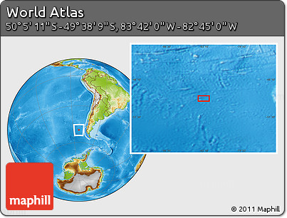 Physical Location Map of the Area around 49° 51' 40" S, 83° 13' 29" W