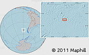 Gray Location Map of the area around 49° 51' 40" S, 89° 10' 30" W, hill shading