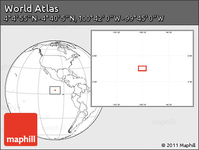 Blank Location Map of the Area around 4° 22' 30" N, 100° 13' 29" W