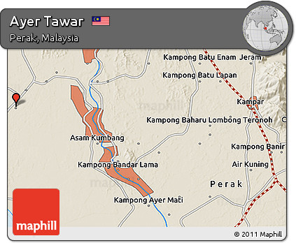 Ayer Tawar Perak Map Free Shaded Relief 3D Map Of Ayer Tawar