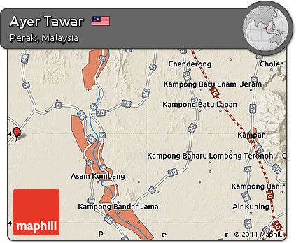 Ayer Tawar Perak Map Free Shaded Relief Map Of Ayer Tawar
