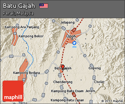 Batu Gajah Perak Map Free Shaded Relief Map Of Batu Gajah