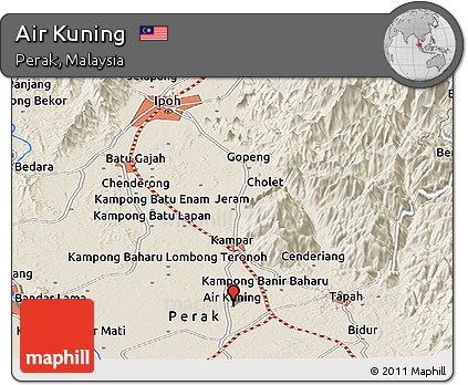 Batu Gajah Perak Map Free Shaded Relief Panoramic Map Of Air Kuning