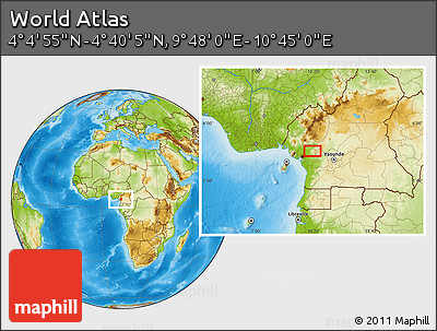 Physical Location Map of the Area around 4° 22' 30" N, 10° 16' 30" E