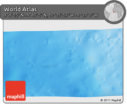 Physical 3D Map of the Area around 4° 22' 30" N, 10° 7' 30" W