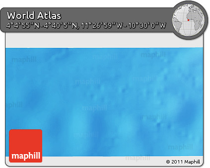 Physical 3D Map of the Area around 4° 22' 30" N, 10° 58' 29" W