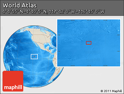 Shaded Relief Location Map of the Area around 4° 22' 30" N, 117° 13' 29" W