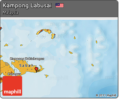 Political 3D Map of Kampong Labusai