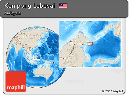 Shaded Relief Location Map of Kampong Labusai
