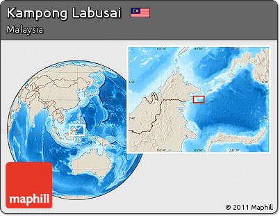 Shaded Relief Location Map of Kampong Labusai