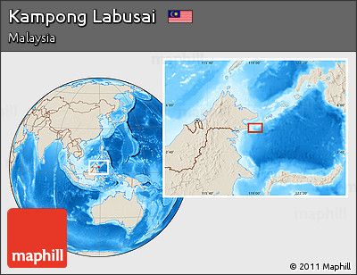 Shaded Relief Location Map of Kampong Labusai