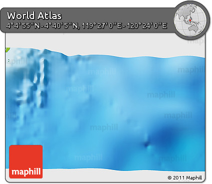 Physical 3D Map of the Area around 4° 22' 30" N, 119° 55' 30" E