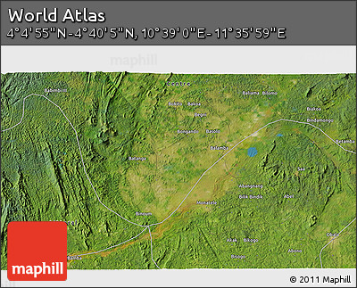 Satellite 3D Map of the Area around 4° 22' 30" N, 11° 7' 30" E