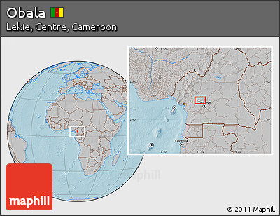Gray Location Map of Obala, hill shading