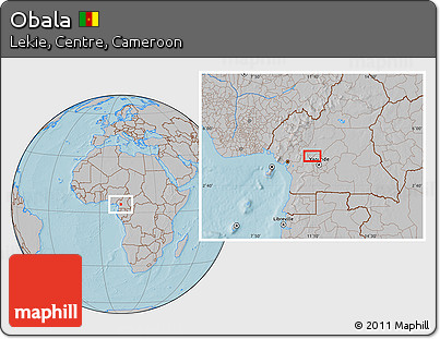 Gray Location Map of Obala, hill shading