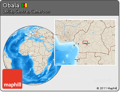 Shaded Relief Location Map of Obala
