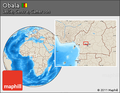 Shaded Relief Location Map of Obala