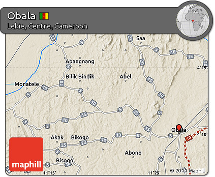 Shaded Relief Map of Obala