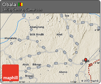 Shaded Relief Map of Obala