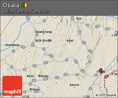 Shaded Relief Map of Obala
