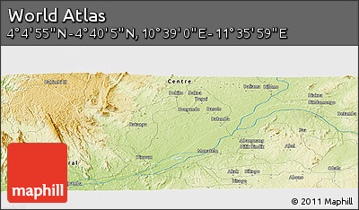 Physical Panoramic Map of the Area around 4° 22' 30" N, 11° 7' 30" E
