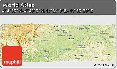 Physical Panoramic Map of the Area around 4° 22' 30" N, 11° 7' 30" E