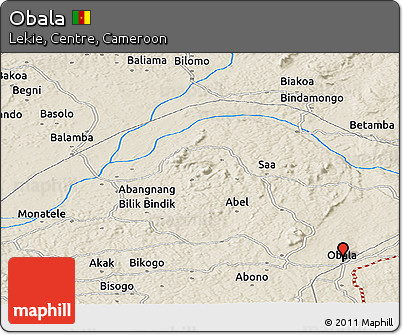 Shaded Relief Panoramic Map of Obala